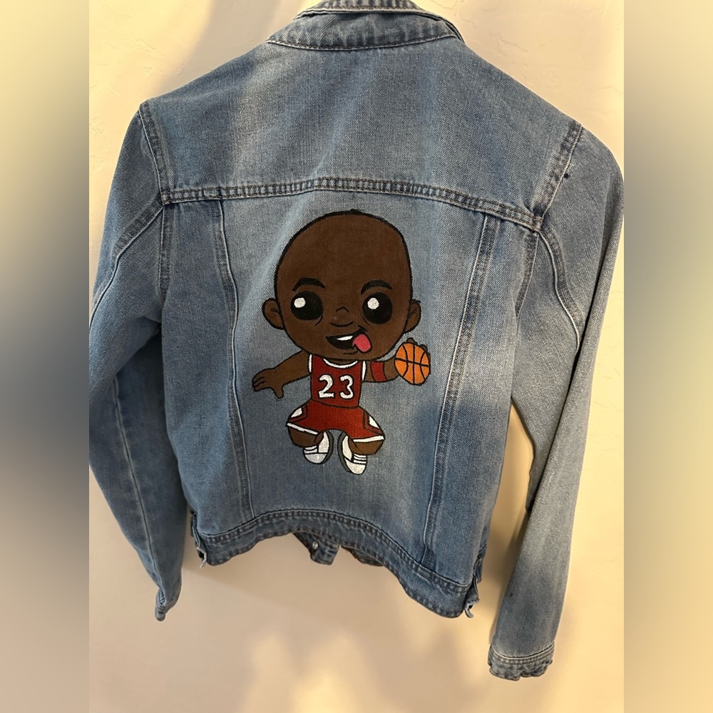 Hand painted basketball Jean Jacket
